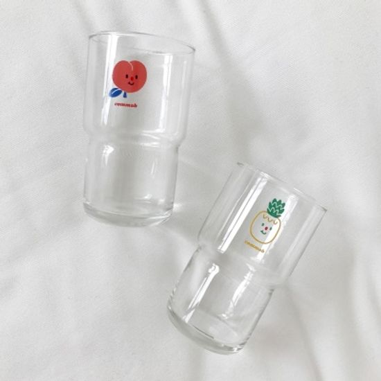 콤마비 일러스트 레트로 글라스잔 유리컵 320ml 5종 (택1)