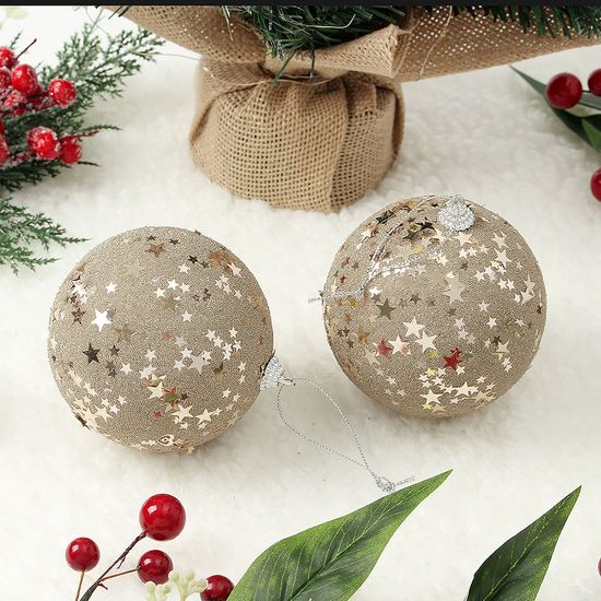 [도토로]샴페인골드 글리터 장식볼 2p(10cm) (별총총)