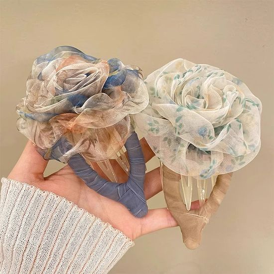 예쁜 로즈 장미 꽃 레이스 대왕 집게 머리 핀 헤어 삔