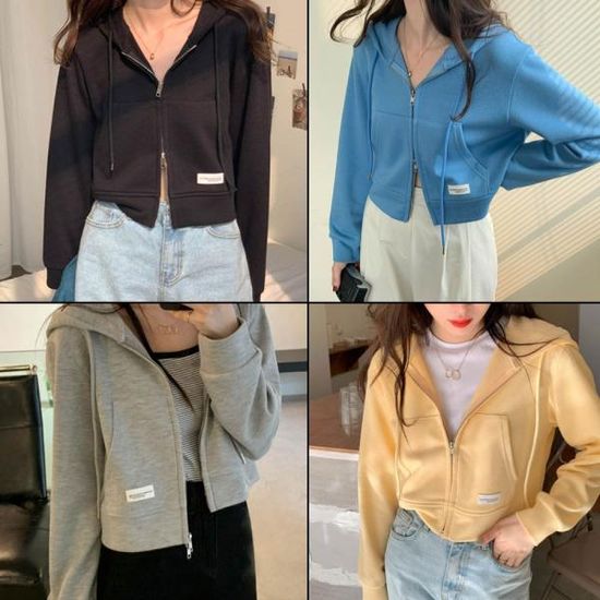 투지퍼 크롭 후드티 숏후드티 크롭탑 투웨이 퍼티 모