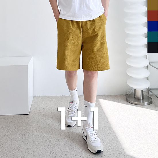 [1+1] 남자 시어서커 쇼츠 쿨 반바지 데일리 팬츠