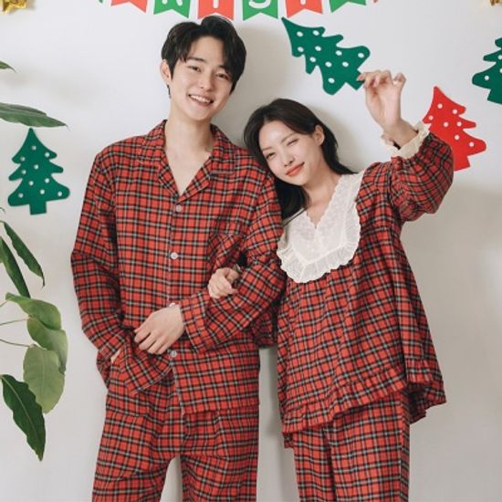 [기모순면100%]크리스마스 연말 커플 잠옷 파자마