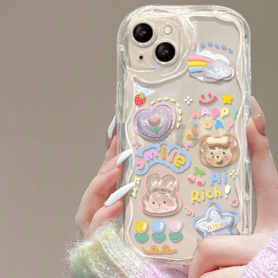 갤럭시S 23 22 21 토끼 레진 캐릭터 데코 물결 케이스