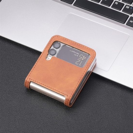 갤럭시Z 플립3 슬림핏 카드 슬롯 가죽 휴대폰 케이스