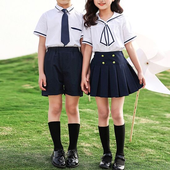 네이비 라인포인트 반팔 교복세트 유치원 어린이 합창
