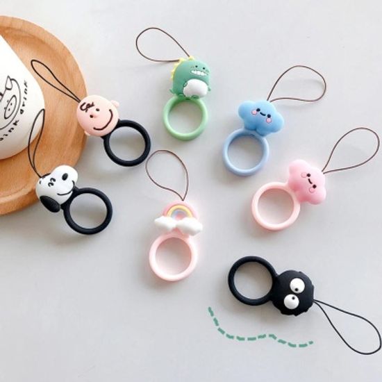 휴대폰 캐릭터 실리콘 스마트폰 고리 핸드폰줄 핑거링