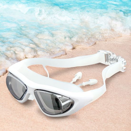 [웨이브위시]와이드 귀마개일체 미러 물안경(화이트)