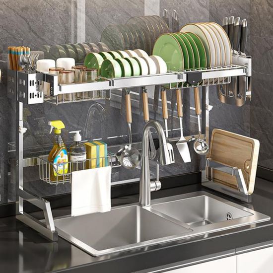 스텐 길이조절 식기건조대 싱크대바구니 수납 L129