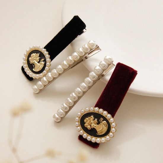 제이로렌 벨벳 까메오 진주 집게핀 세트 H01285