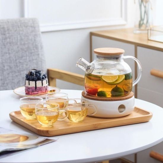 찻집 홈카페 주전자 워머 찻잔 4p 트레이 올인원 세트