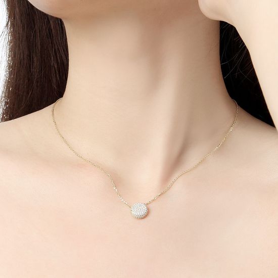 [비쥬홀릭] 실버925 골드도금 써클 큐빅 목걸이(쇼핑