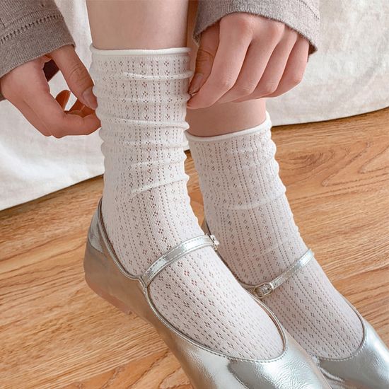 다베르 여름 펀칭 중목 양말 루즈 삭스 4color