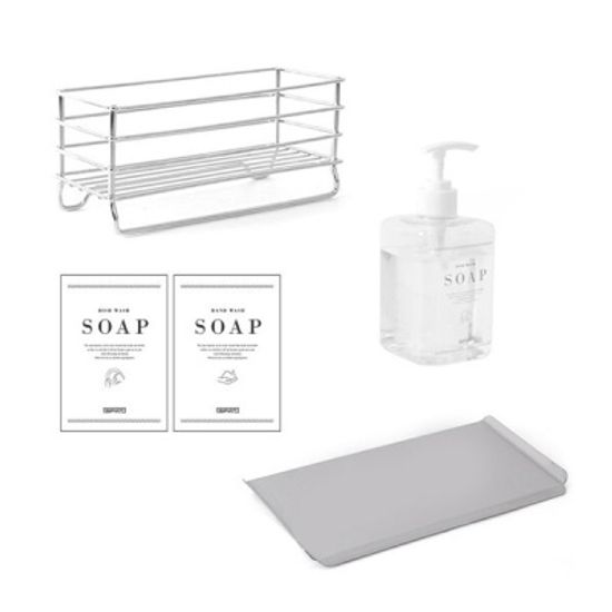 스팟 스텐304 수세미거치선반+세제디스펜서(와이드형)