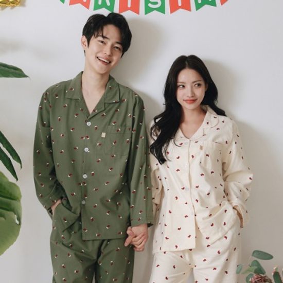 산타양말 순면 트윈 겨울 커플 잠옷