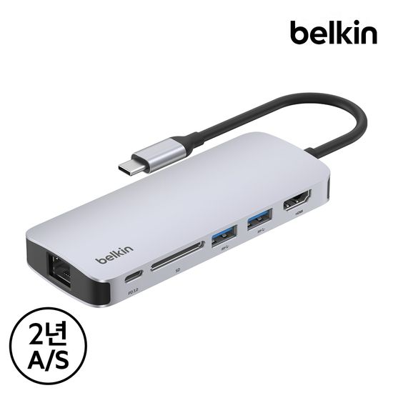 벨킨 6in1 C타입 멀티허브 HDMI 2.0 4K 60Hz AVC008fq