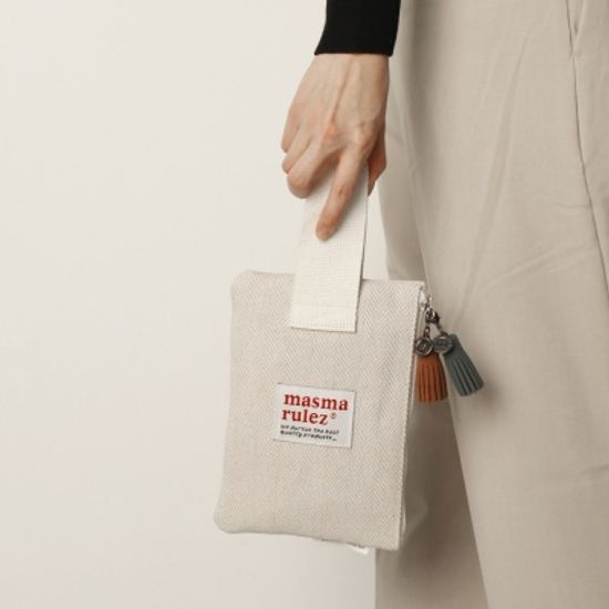 Strap pouch _ 헤링본 Brown