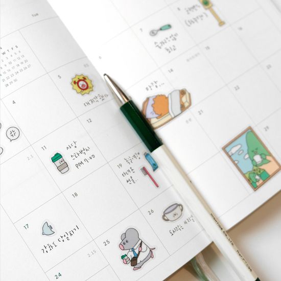 [꾸밍] 돌콩블루 씰스티커_우당탕탕 굿모닝