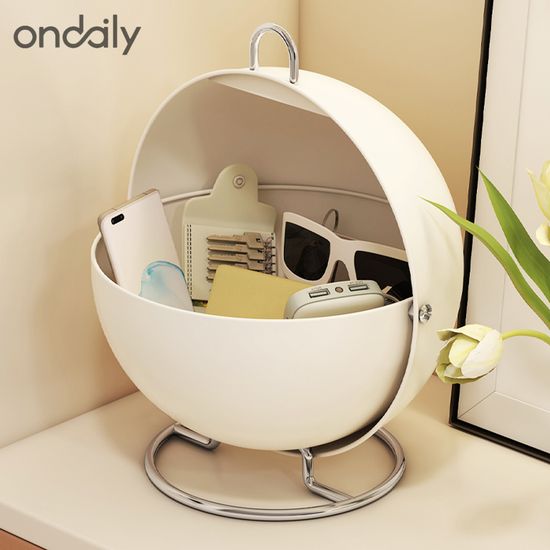 [온데일리] 구형 철제 다용도 수납함 화이트