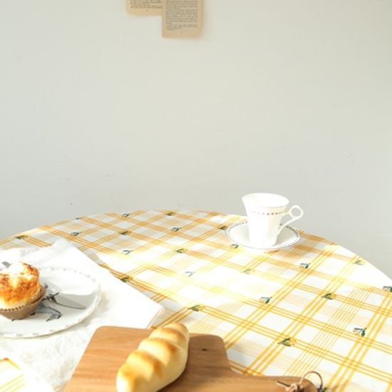 레트로 체크 망고튤립 면식탁보 테이블보 덮개