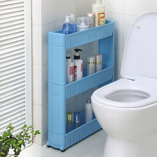 공간활용 3단 이동식 틈새선반(블루) 틈새수납선반