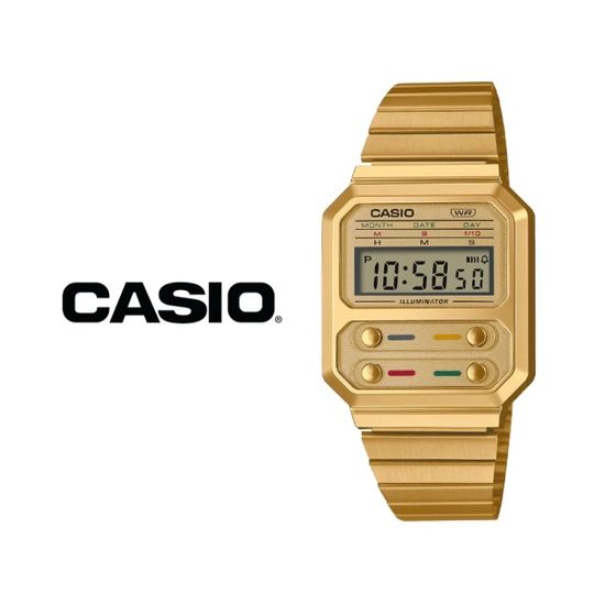 카시오 빈티지 레트로 금장 전자 손목시계 A100WEG-9A