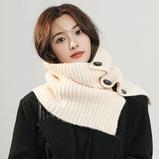 니트 오픈 단추 머플러