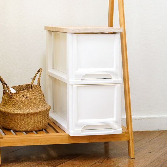 어반 우드상판 슬림 서랍장 2단 틈새 수납장 정리함