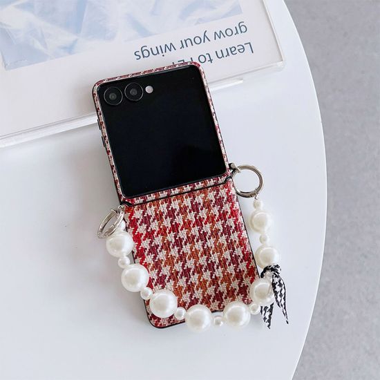 갤럭시z플립 7 6 5 4 3 체크 패턴 스트랩 가죽 케이스