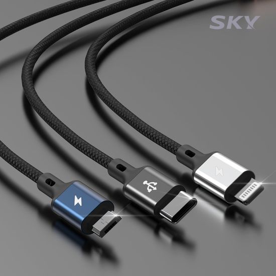 스카이 3in1 27W USB-A to C 5핀 8핀 고속충전 케이블