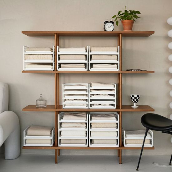 풀 슬라이딩 옷정리 적층 트레이 소형 1개+1개 정리함