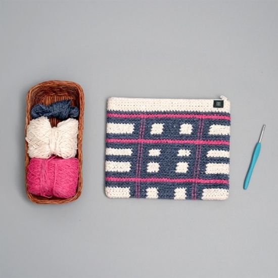 트와이닝 클러치 파우치 - 뜨개질 키트 동영상 포함 