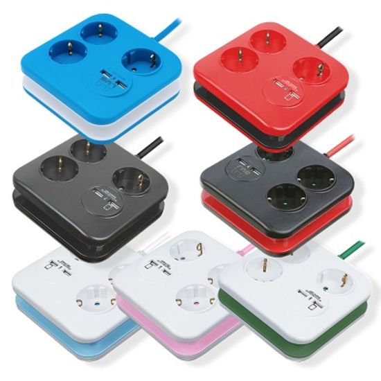 큐브 사각 2포트 USB 멀티탭 멀티콘센트 3구