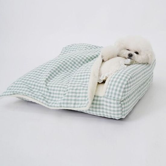 강아지 침대 쿠션 체크그린  WDB95E4
