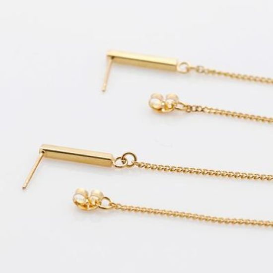[애슬릿]전체 실버 막대 체인 롱 드롭 귀걸이_wg