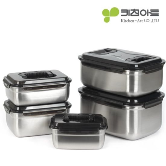 키친아트 스텐 김치통 4호 9.5L(2종세트)+채칼믹싱볼
