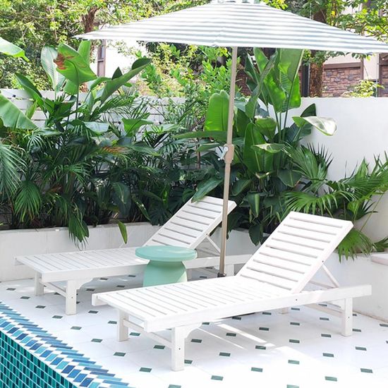 야외 1인 원목 비치 썬베드 선베드