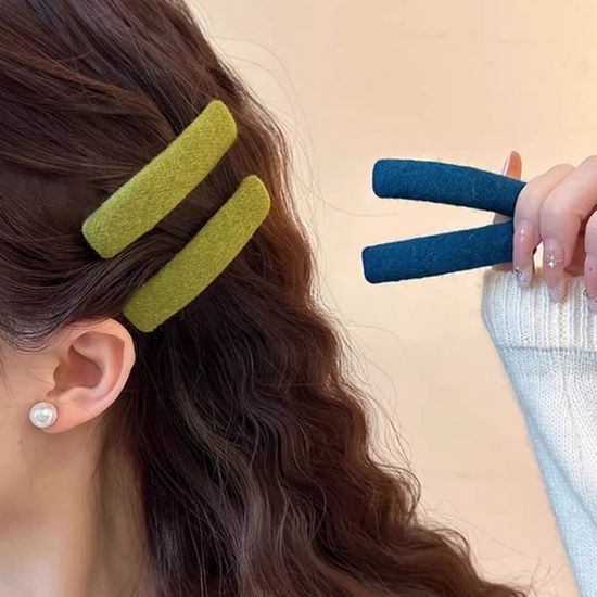 예쁜 벨벳 일자 삼각 패브릭 뚝딱핀 헤어 머리핀 삔