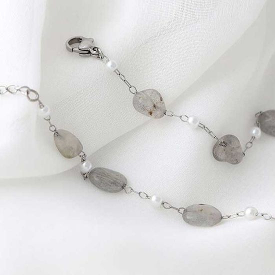 Daily 스틸 래브라도 원석 chain 패션발찌 약 26.7cm