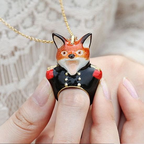 [러쉬룸] [직수입/Mary Lou] animal ring necklace ( 여우, 레이디 토끼, 젠틀맨 토끼)
