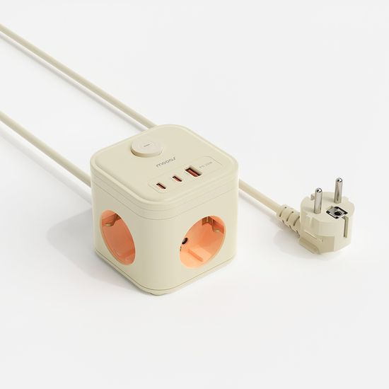 무아스 마카롱 3구 USB 고용량 멀티탭 케이블1.5m