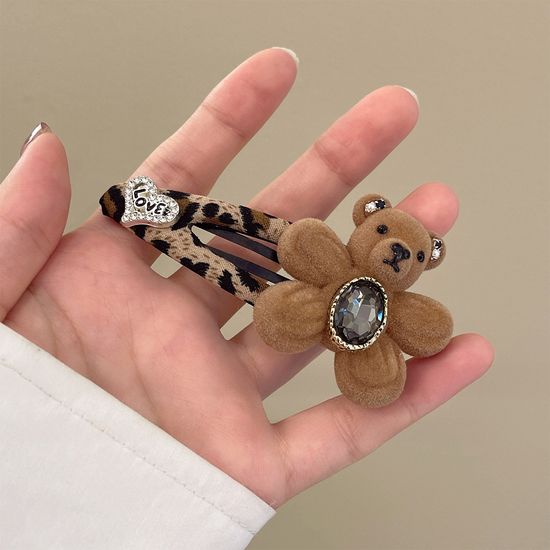 곰돌이 큐빅 뚝딱핀 머리핀 벨벳 옆 앞머리 헤어핀 삔