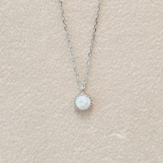 [애슬릿]전체 실버 오팔 탄생석 여자 은목걸이_무도금