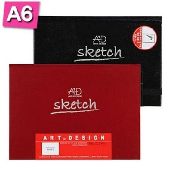 S1009-검정 양장스케치북 A6 105g 제본 80장 -43976