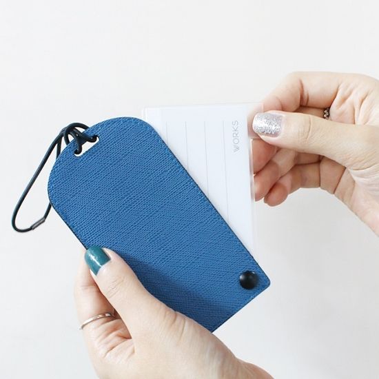 웍스 가방,캐리어,골프백 가죽 이름표 네임택-블랙