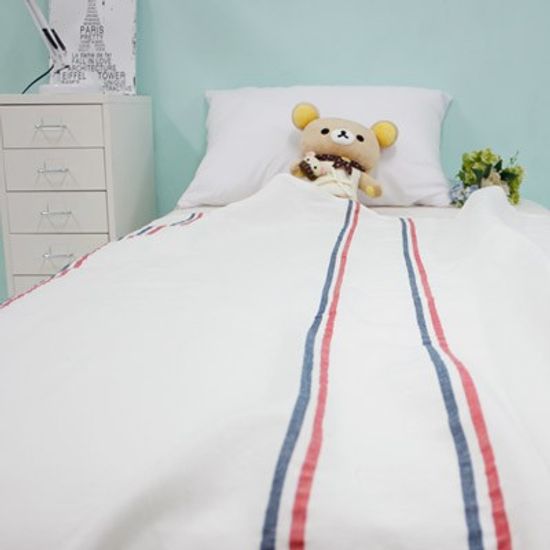 투라인 레드블루 여름이불 린넨이불