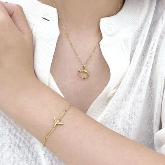 [선물포장] 행운의 고래꼬리 각인 코인 목걸이