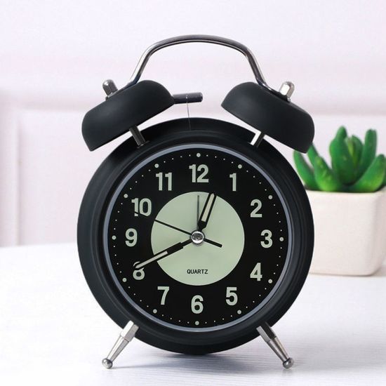 무소음 축광 야광 해머벨 탁상시계 (블랙)