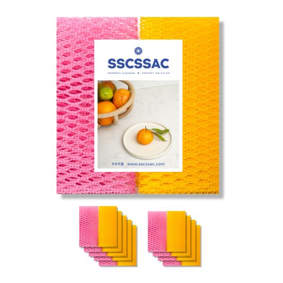 쓱싹 그물 망사 수세미 30x30 노랑 핑크 20P