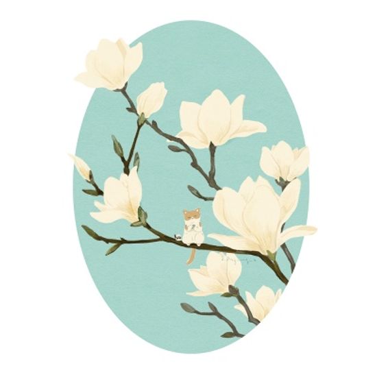 목련 차 한잔 / 일러스트 액자