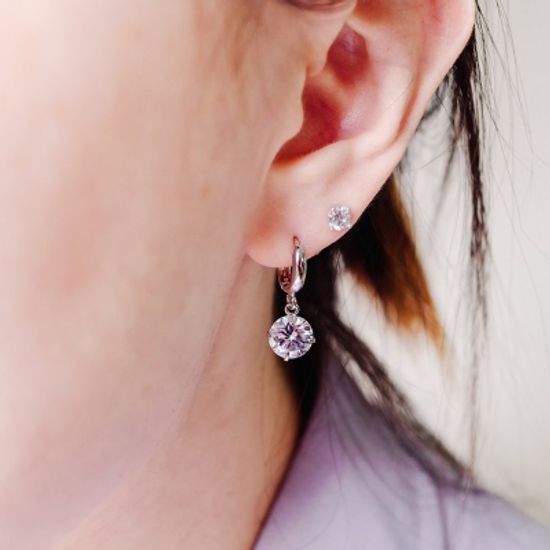 실버 꽃잠금 큐빅 피어싱 3mm 4mm